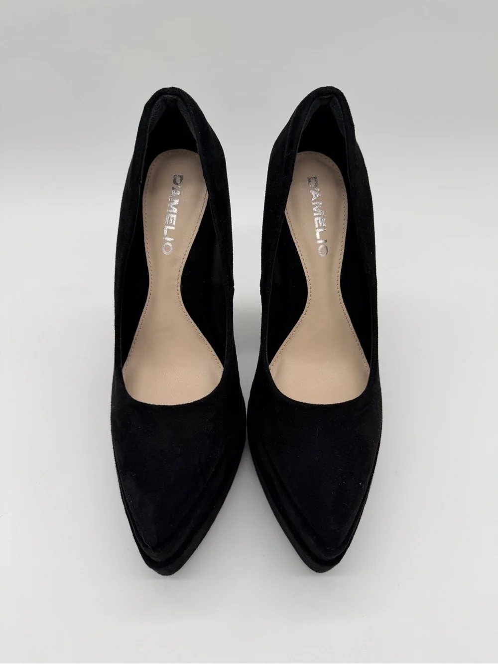 D'Amelio Marlania Platform Pump Black Microsuede Chunky Heel - US 5.5M